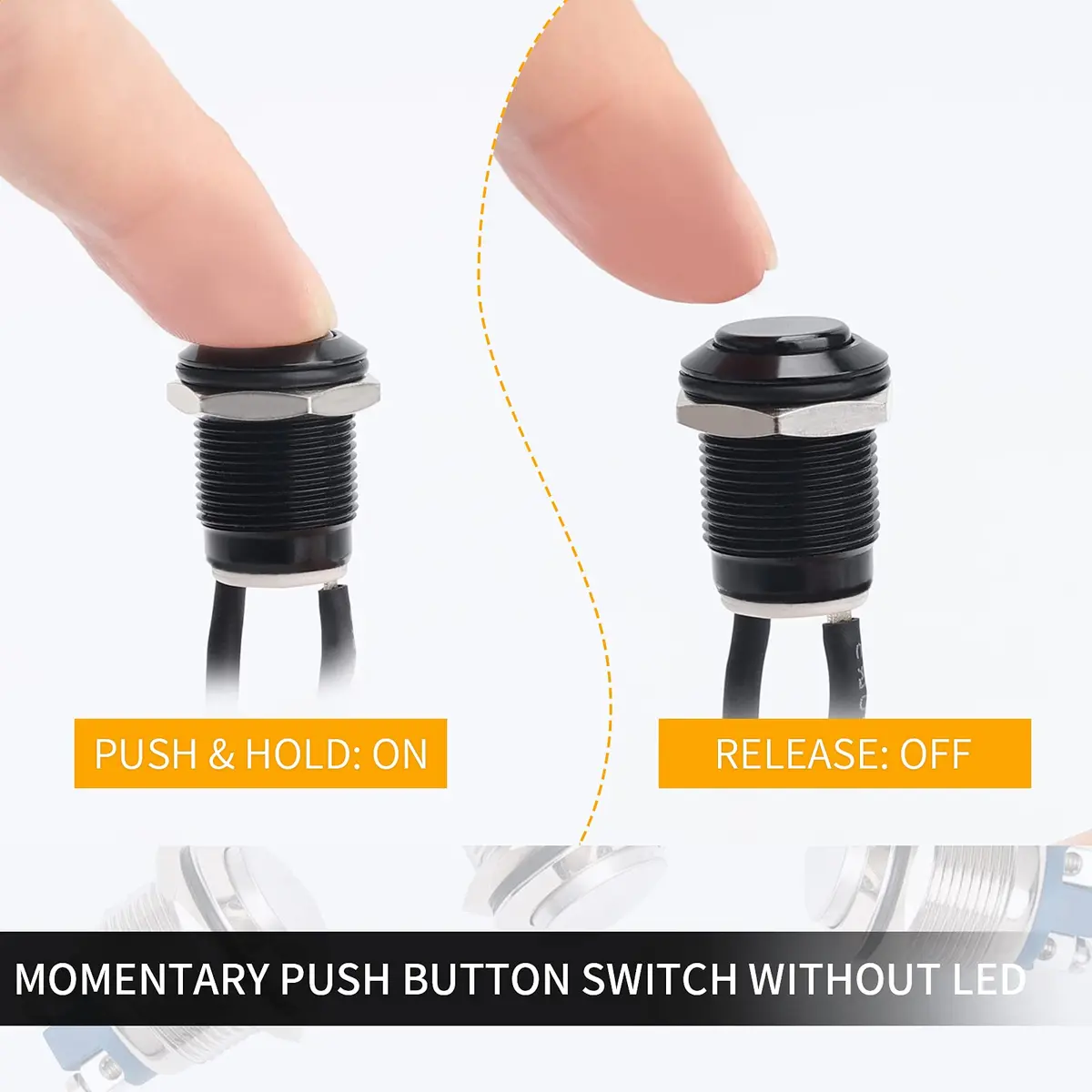 STARELO 5pcs 12mm Momentary Push Button Switch Black Shell | IP65 Waterproof, Aluminum Alloy, 2A/12V DC - view 4