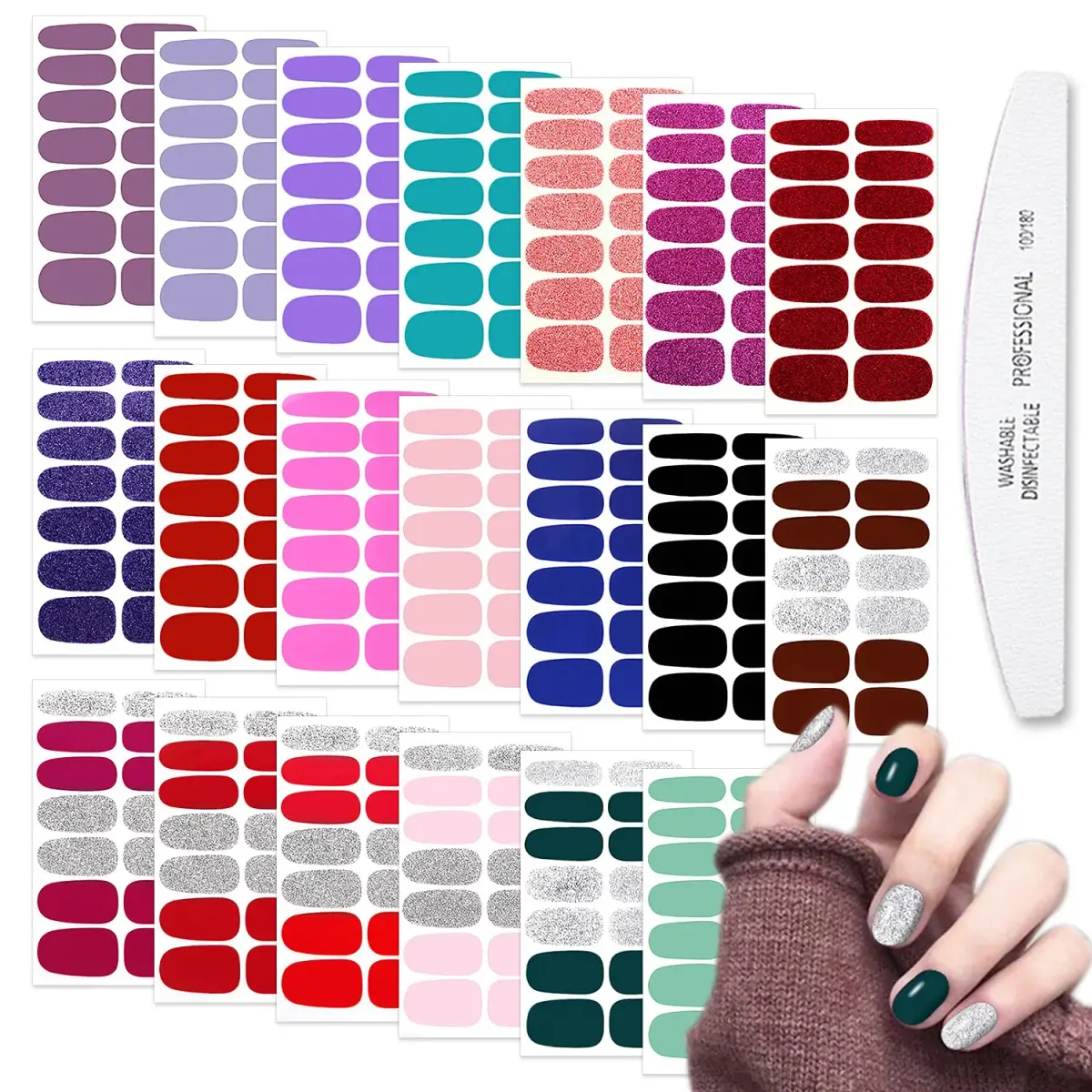 WOKOTO 20 Sheets Nail Polish Strips Set (280 Pieces Total) | Easy Application & Long-Lasting Wear - main product image