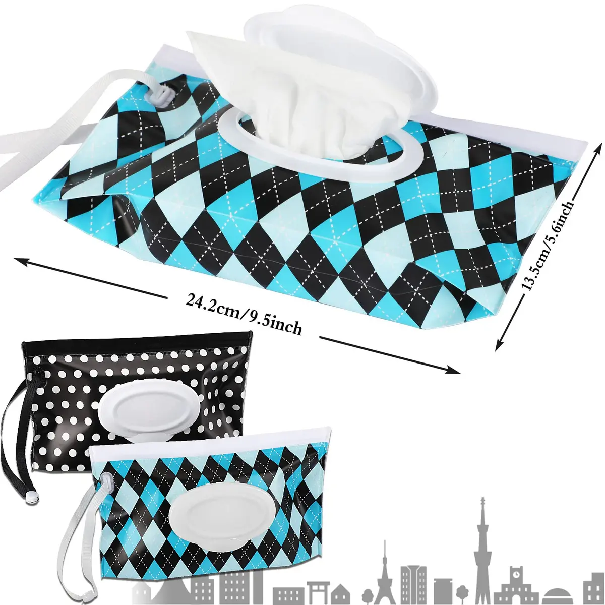 FEBSNOW Baby Wipes Container 2 Pack | Reusable Portable Travel Wipe Holder, 24cm x 14cm - view 2