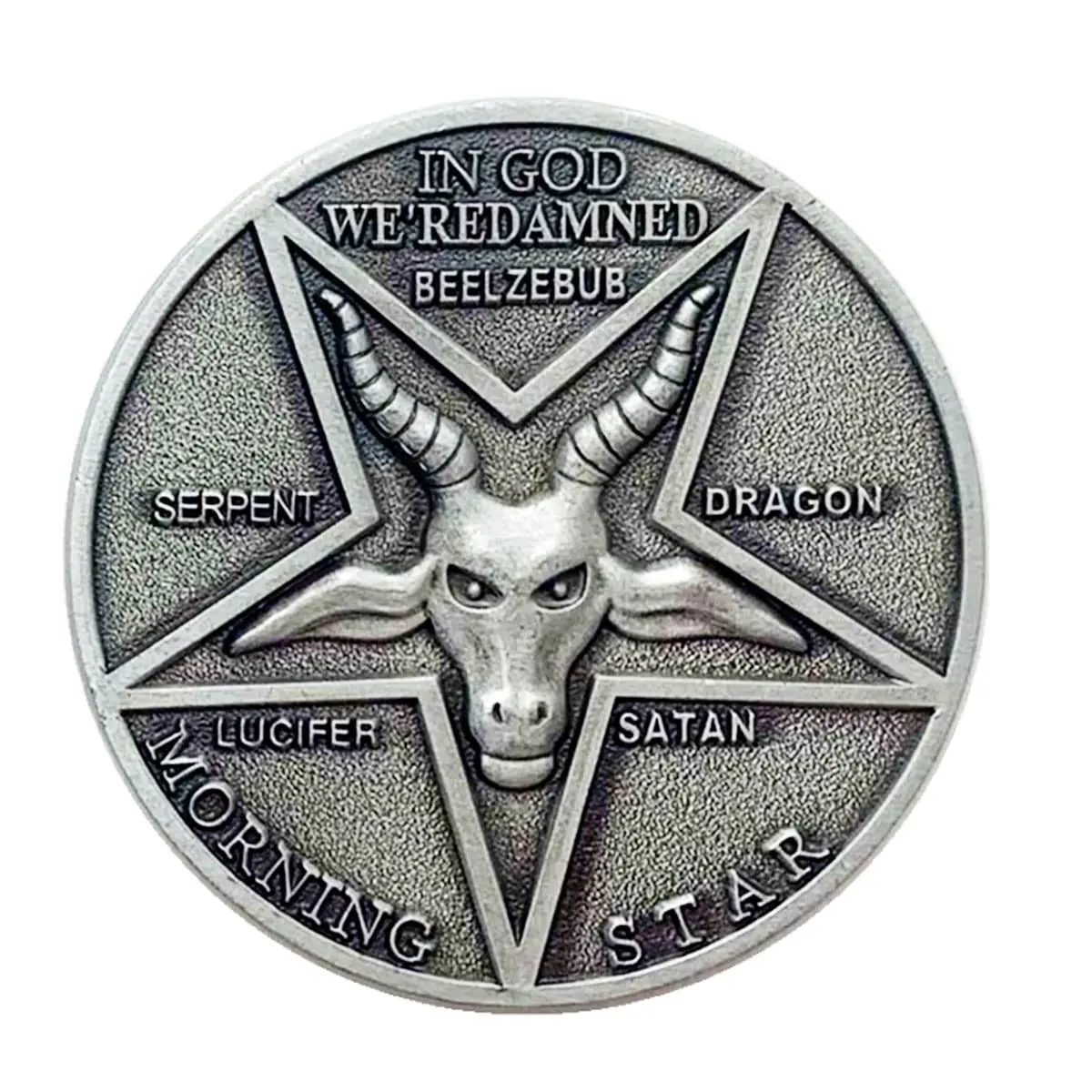 HARMILIY Lucifer Pentecostal Coin Satan Coin Collection Costume Accessories 3.8cm | Vintage Cosplay Prop for Men Women - main product image