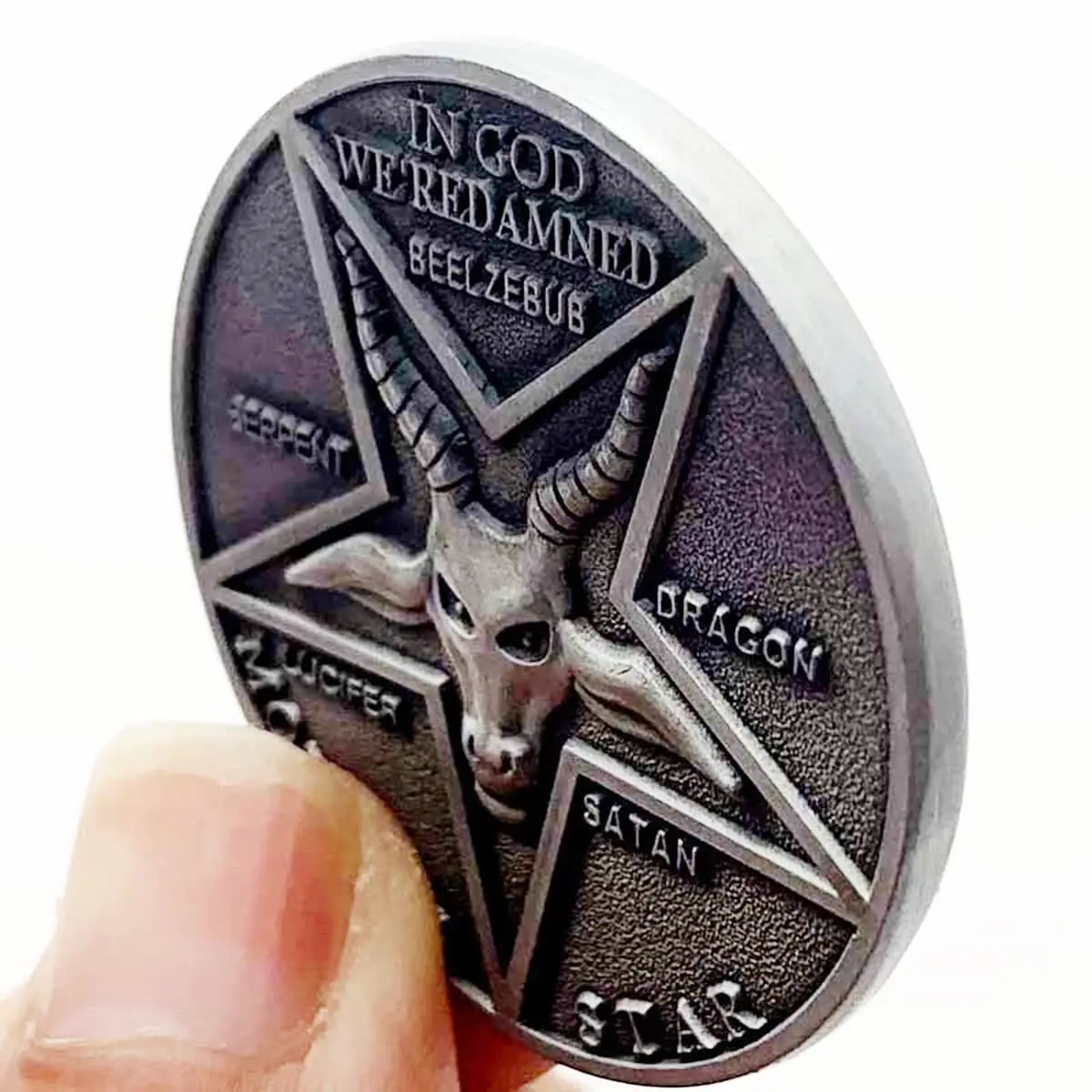 HARMILIY Lucifer Pentecostal Coin Satan Coin Collection Costume Accessories 3.8cm | Vintage Cosplay Prop for Men Women - view 2