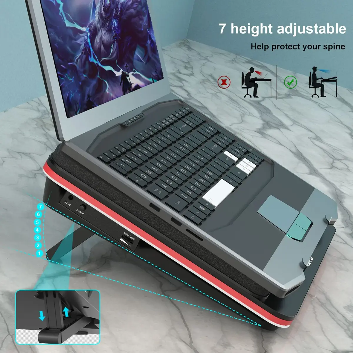 IETS GT500 Powerful Turbo-Fan Laptop Cooling Pad with Seal Foam & Dust Filter | 4200 RPM Variable Speed, 1.13 kg - view 5