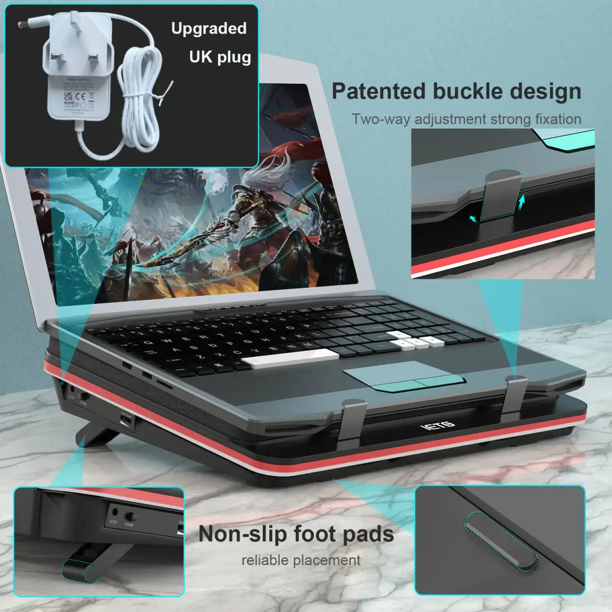 IETS GT500 Powerful Turbo-Fan Laptop Cooling Pad with Seal Foam & Dust Filter | 4200 RPM Variable Speed, 1.13 kg - view 6