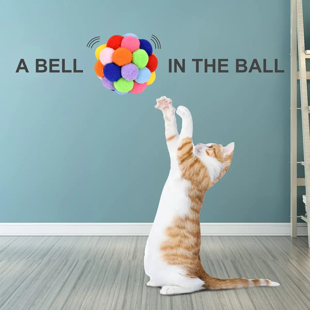 TUSATIY Cat Toy Balls with Bell 3PCS | Colorful Soft Fuzzy Balls for Indoor Cats & Kittens - view 4