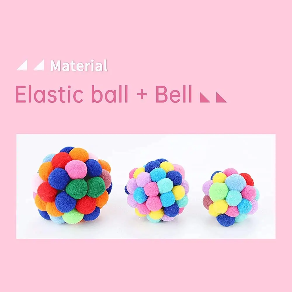 TUSATIY Cat Toy Balls with Bell 3PCS | Colorful Soft Fuzzy Balls for Indoor Cats & Kittens - view 6