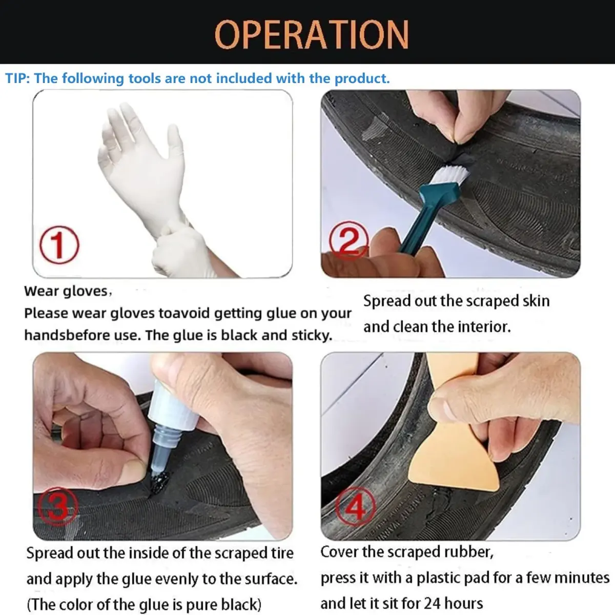 ELEpure Black Tire Repair Glue 20g (0.7oz) | Strong Adhesive for Sidewall Gash & Dent Repair - view 5