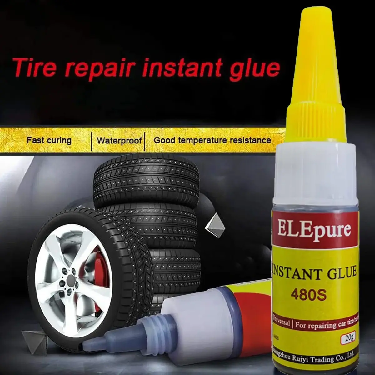 ELEpure Black Tire Repair Glue 20g (0.7oz) | Strong Adhesive for Sidewall Gash & Dent Repair - view 4