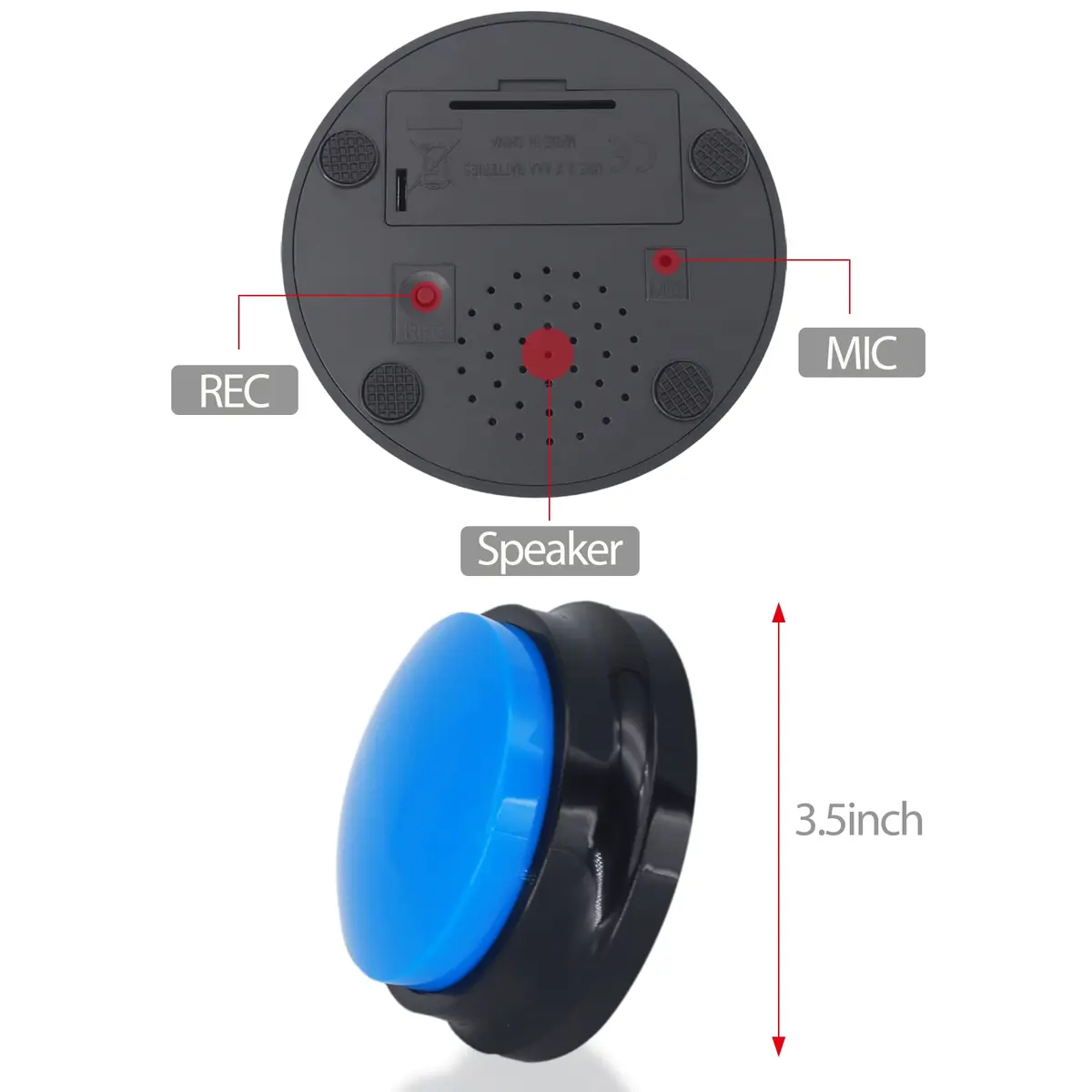 OFVENS Voice Recording Button 4 Packs (Rose Red+Dark Blue+Green+Orange) | Recordable Sound Button for Pet Training & Fun Gifts - view 5