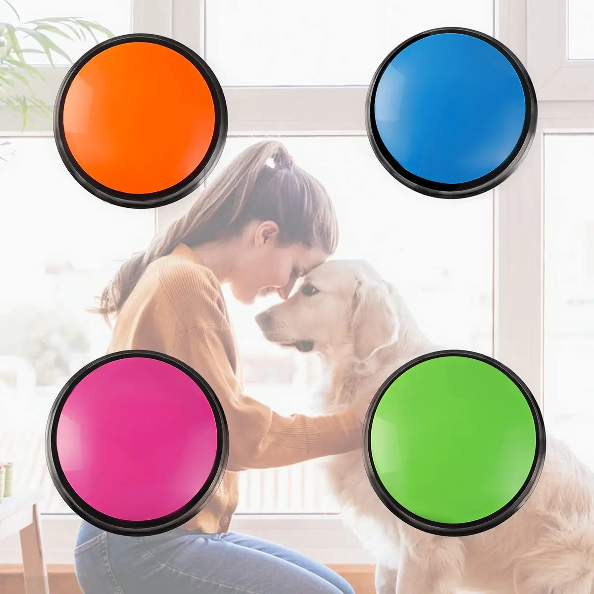 OFVENS Voice Recording Button 4 Packs (Rose Red+Dark Blue+Green+Orange) | Recordable Sound Button for Pet Training & Fun Gifts - view 7