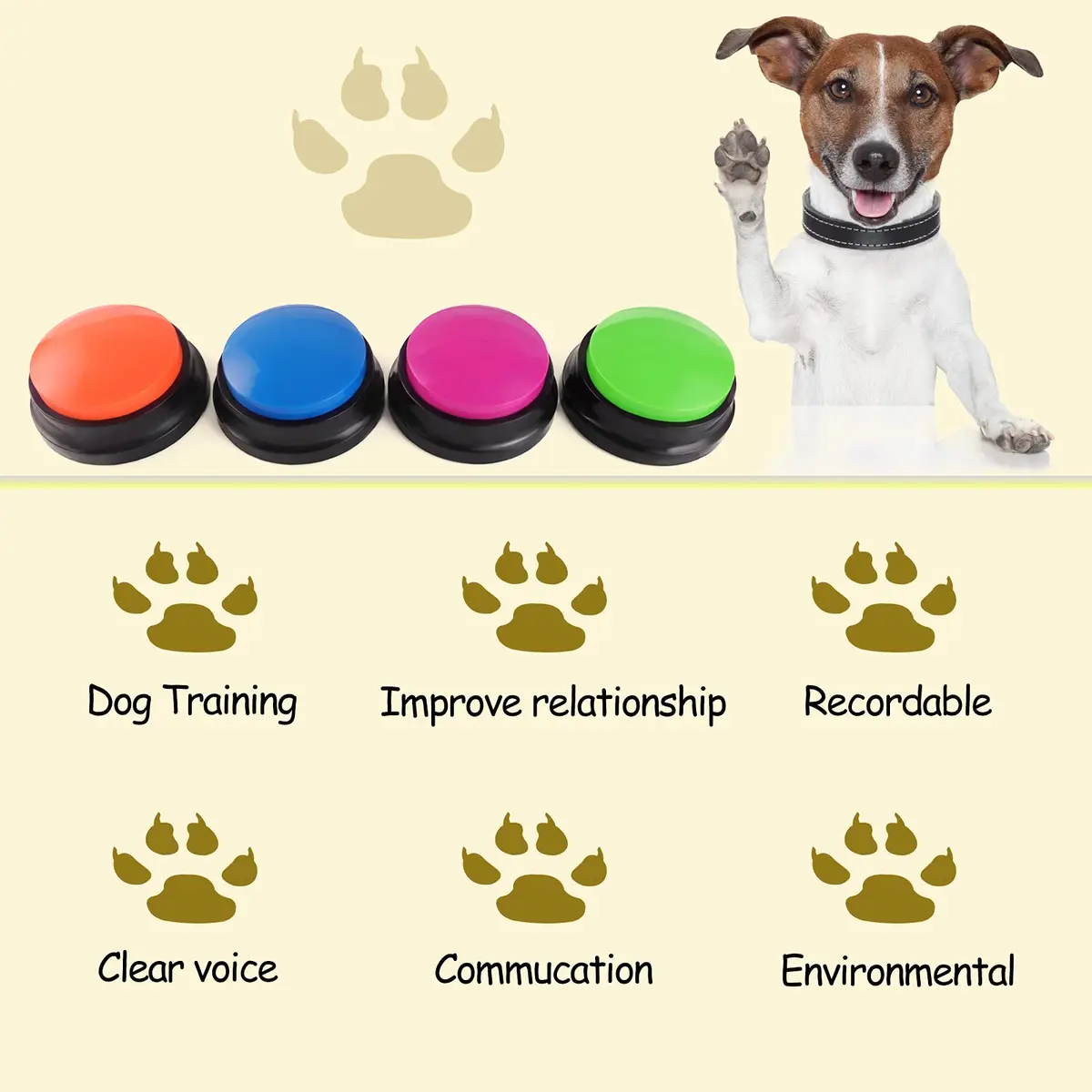 OFVENS Voice Recording Button 4 Packs (Rose Red+Dark Blue+Green+Orange) | Recordable Sound Button for Pet Training & Fun Gifts - view 4