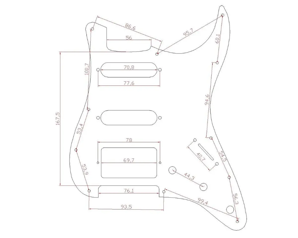 Dopro Aluminum Anodized Strat HSS Guitar Pickguard Silver | Modern Style, 11-Hole - view 2
