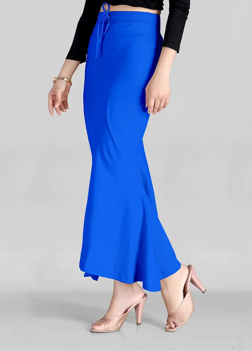 SCUBE DESIGNS Flare Saree Shapewear Petticoat Small Blue | Side Slits for Ease of Movement - view 2