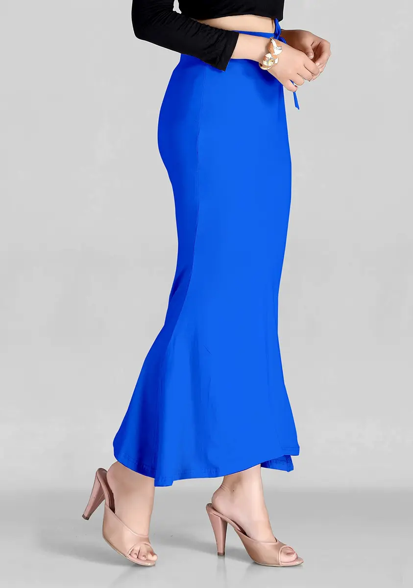 SCUBE DESIGNS Flare Saree Shapewear Petticoat Small Blue | Side Slits for Ease of Movement - view 3