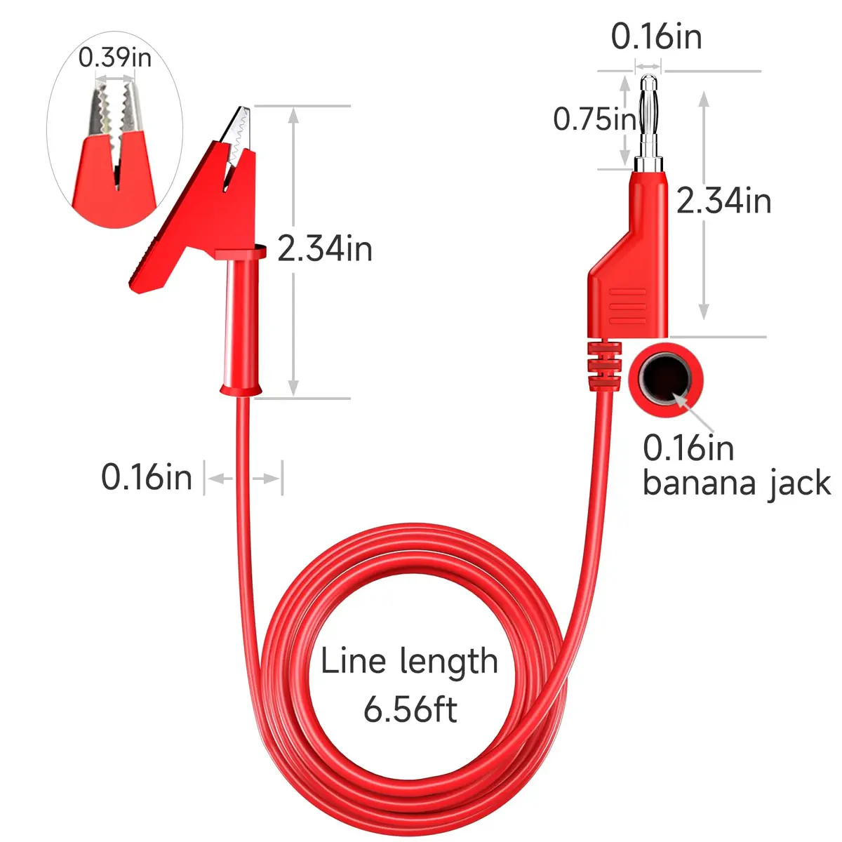 Goupchn 5PCS Test Leads 2m (6.56ft) | 1000V 15A Stackable Banana Plug to Alligator Clip Set - view 2