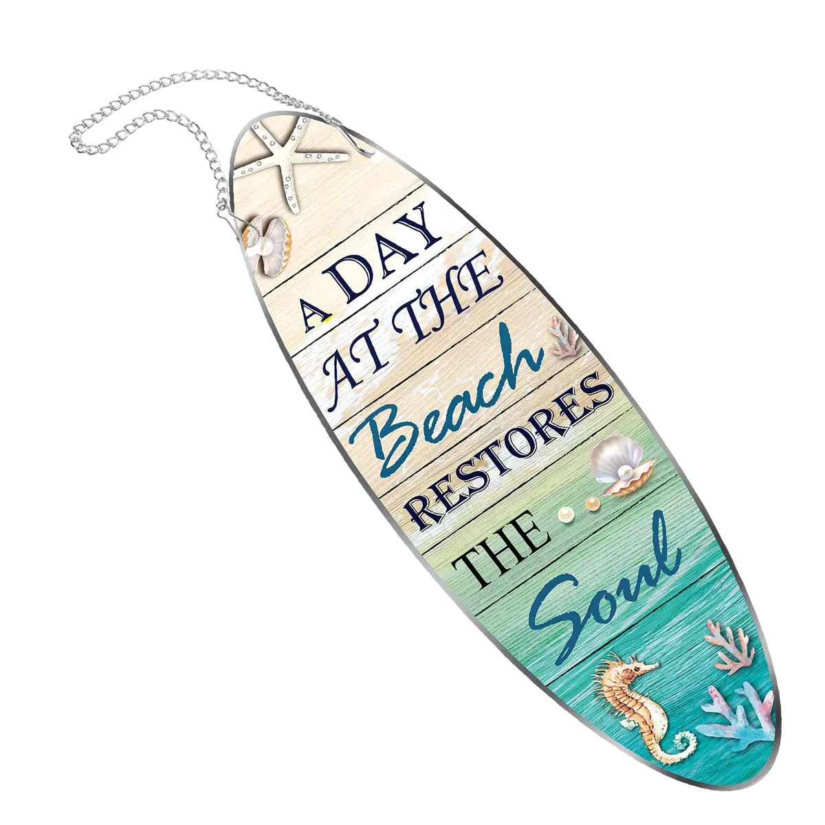 Hotop Metal Beach Sign 10 x 32 cm (4 x 12.6 inches) | Coastal Beach Wall Decor for Bathroom - view 7