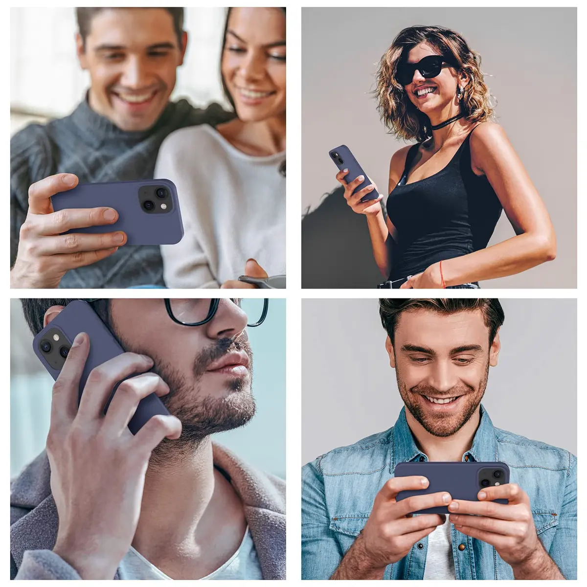 Cordking Designed for iPhone 13 Case/iPhone 14 Case, Navy Blue | Liquid Silicone Slim Protective Cover with Raised Lips - view 2