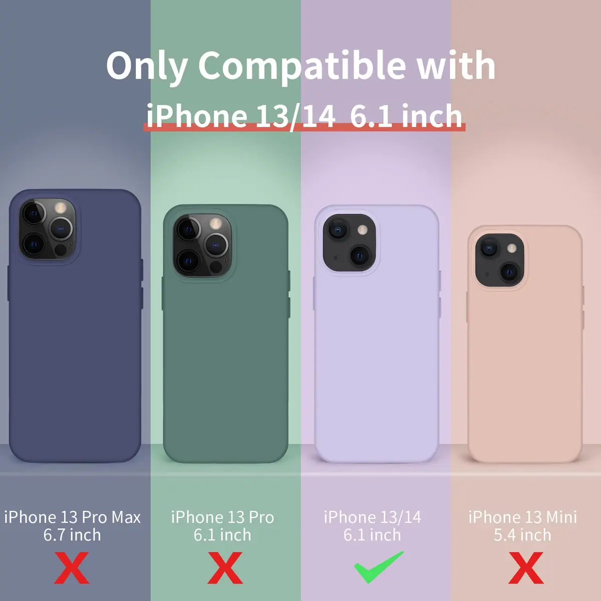 Cordking Designed for iPhone 13 Case/iPhone 14 Case, Navy Blue | Liquid Silicone Slim Protective Cover with Raised Lips - view 3