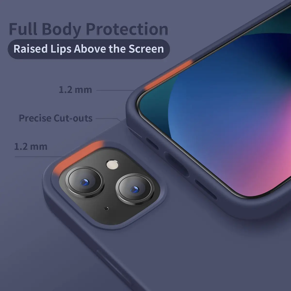 Cordking Designed for iPhone 13 Case/iPhone 14 Case, Navy Blue | Liquid Silicone Slim Protective Cover with Raised Lips - view 4