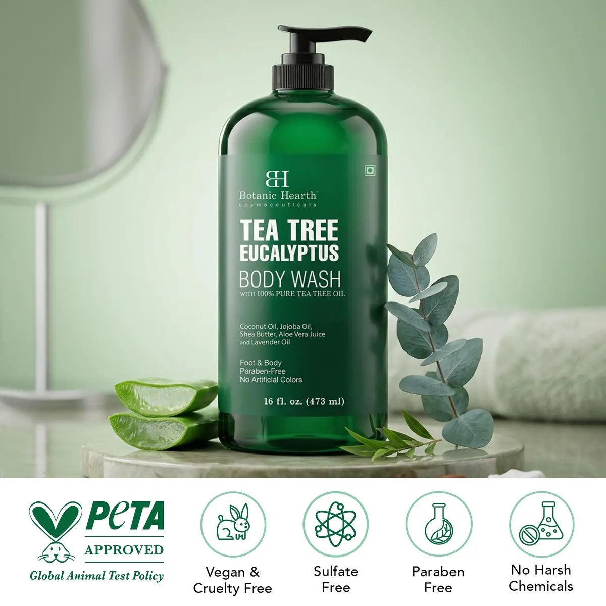 Botanic Hearth Eucalyptus & Tea Tree Body Wash – 16 fl oz | Refreshing, Hydrating & Sulfate-Free - view 7