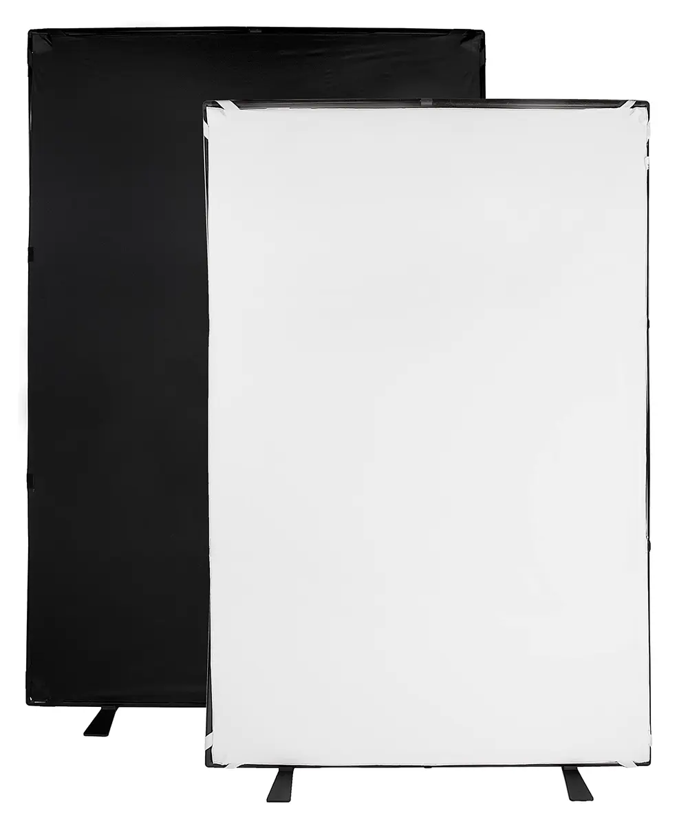 Fotodiox Complete Portable Background Kit 5x7.4ft Black/White | Rigid Frame, Wrinkle-Free, Easy Transport - main product image