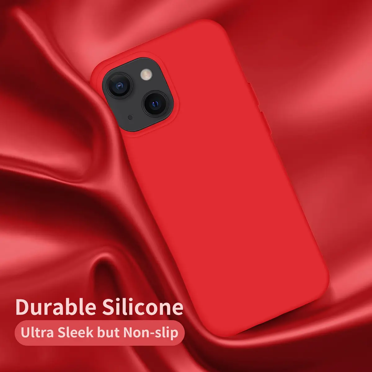 Cordking Silicone Ultra Slim Shockproof Phone Case for iPhone 13 & 14 | Microfiber Lined, Red - view 5