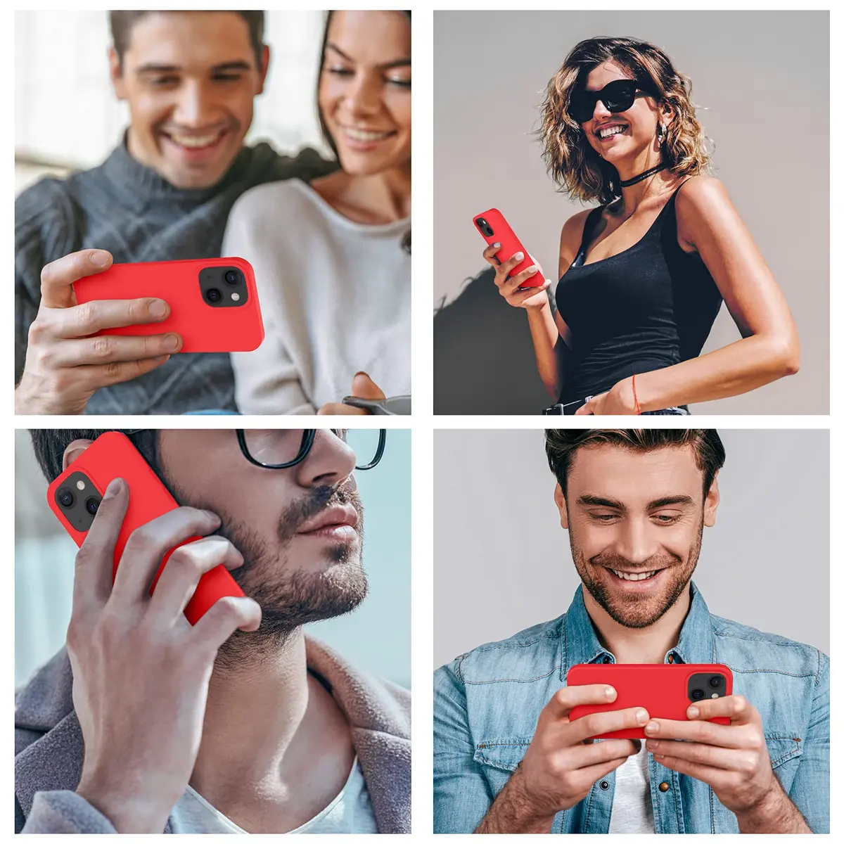 Cordking Silicone Ultra Slim Shockproof Phone Case for iPhone 13 & 14 | Microfiber Lined, Red - view 7