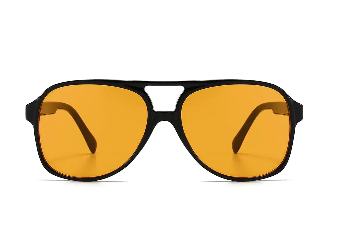 IKUVNA Vintage Aviator Sunglasses for Women Men 70s Glasses Retro Oversized Yellow Lens Shades | UV400 Protection - view 2
