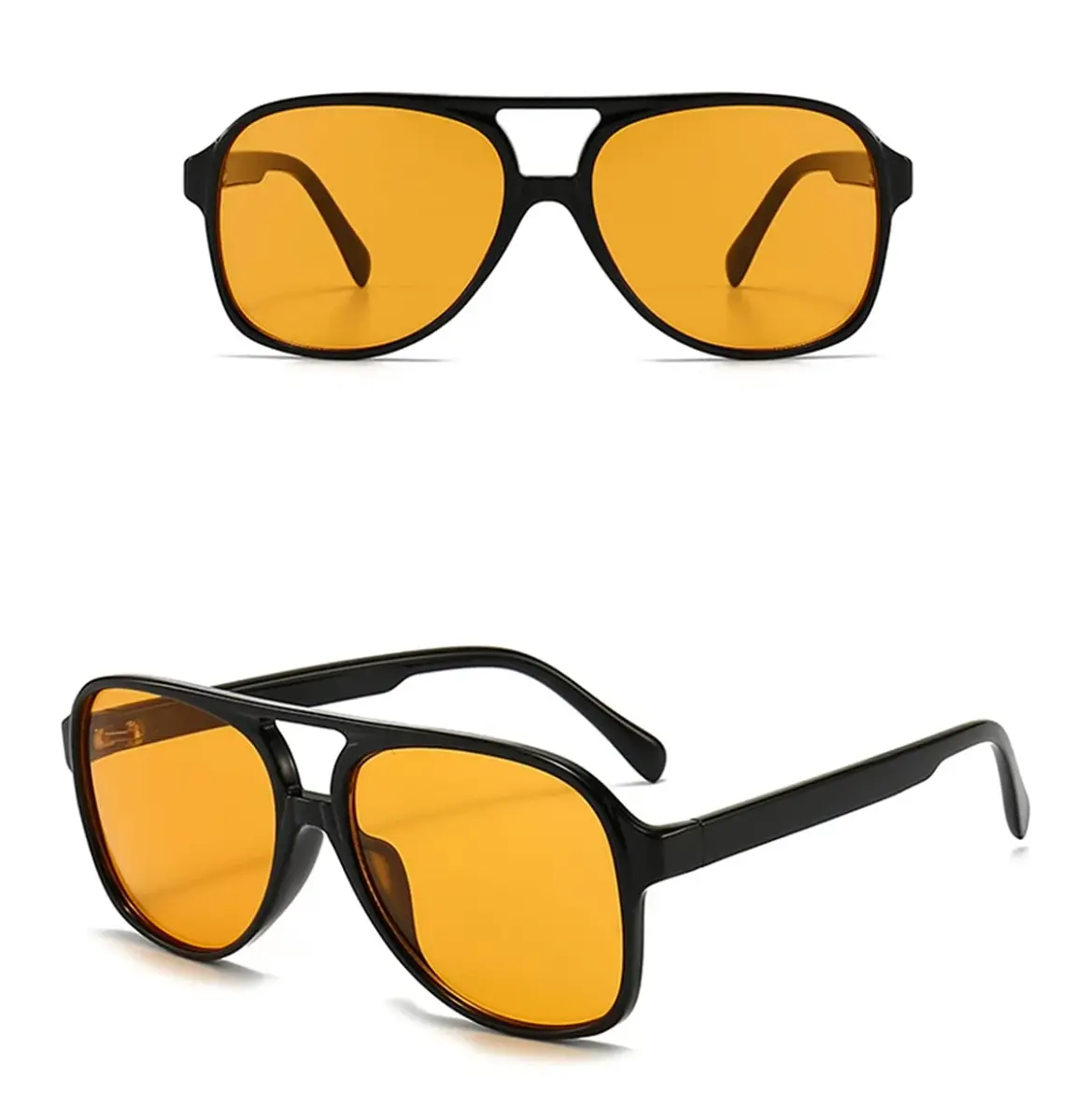 IKUVNA Vintage Aviator Sunglasses for Women Men 70s Glasses Retro Oversized Yellow Lens Shades | UV400 Protection - view 3