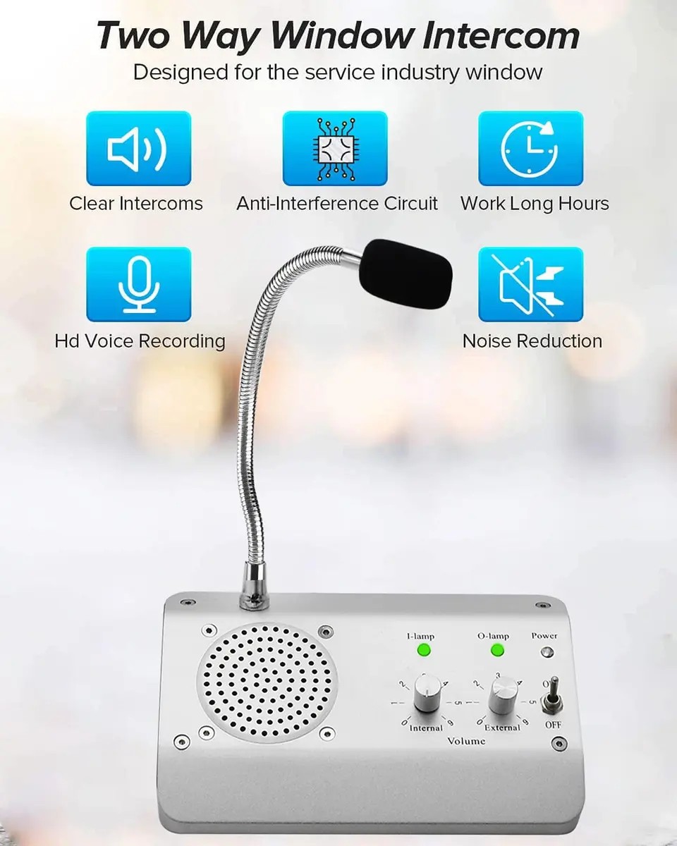 WWMFS Window Microphone Intercom Speaker, Dual Way System | Clear Voice, Anti-Interference (70-120 chars) - view 2