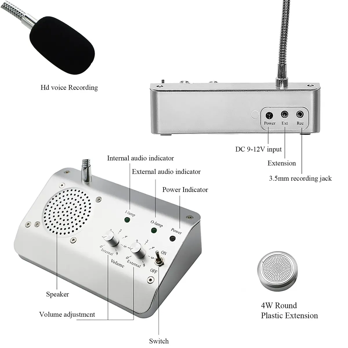 WWMFS Window Microphone Intercom Speaker, Dual Way System | Clear Voice, Anti-Interference (70-120 chars) - view 3