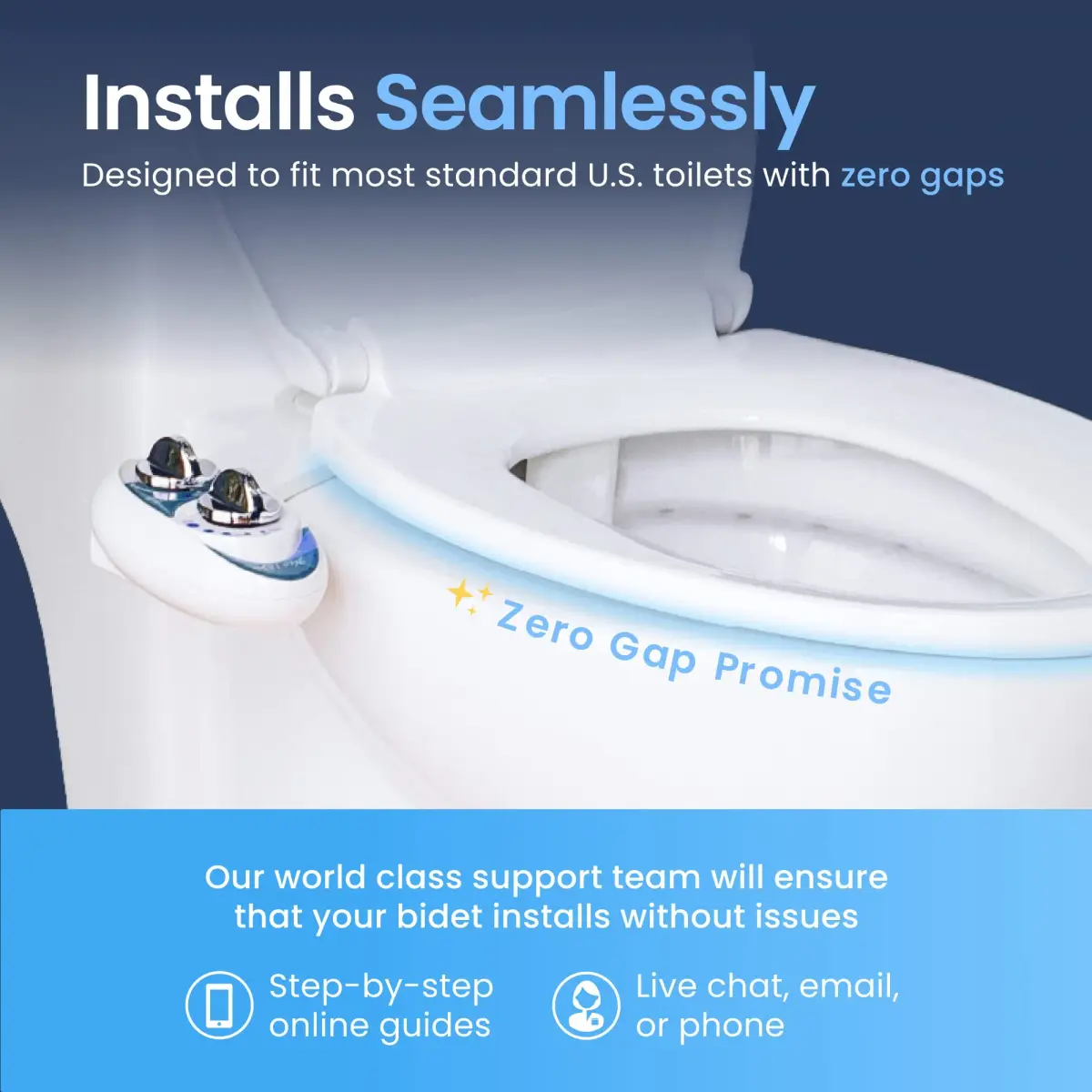 LUXE Bidet NEO 120 Bidet Attachment Rose Gold | Single Nozzle Self-Cleaning Mechanical Bidet for Toilet Seats 18 cm (7 in) - view 4