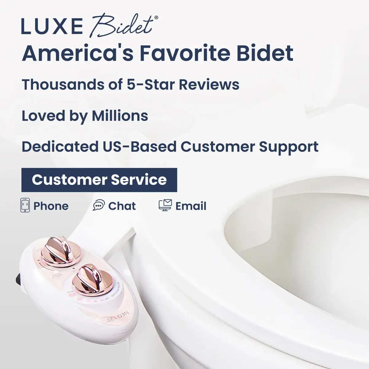 LUXE Bidet NEO 120 Bidet Attachment Rose Gold | Single Nozzle Self-Cleaning Mechanical Bidet for Toilet Seats 18 cm (7 in) - view 7