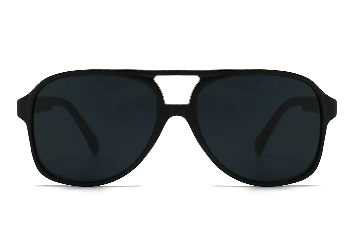 IKUVNA Vintage Aviator Sunglasses for Women Men 70s Glasses Retro Oversized Yellow Lens Shades (Black) - view 2