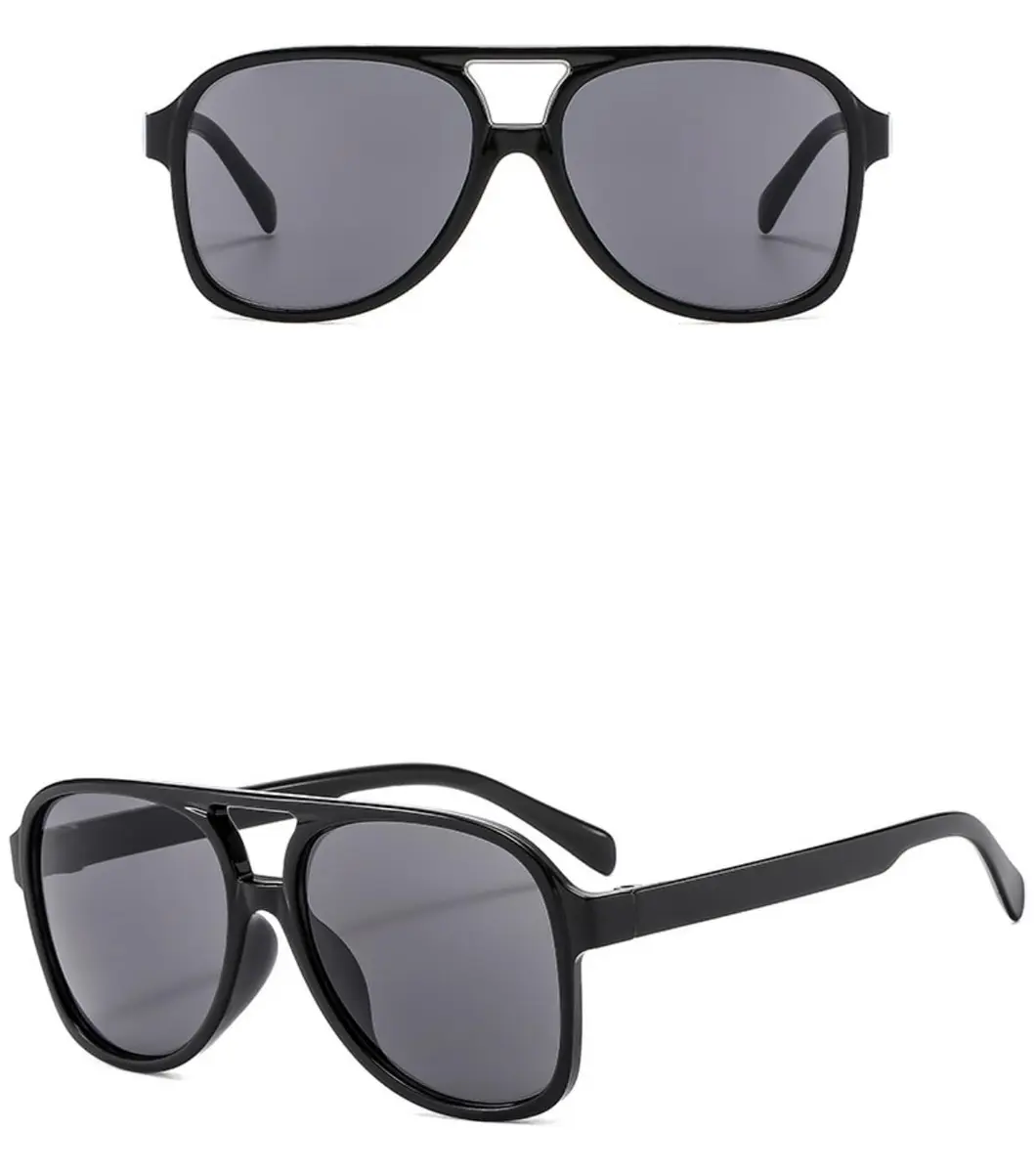 IKUVNA Vintage Aviator Sunglasses for Women Men 70s Glasses Oversized Yellow Lens Shades (Black) | Retro Style UV400 - view 2