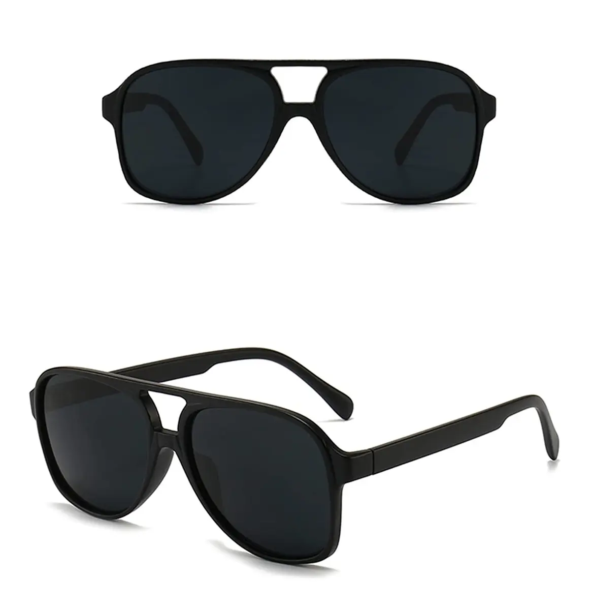 IKUVNA Vintage Aviator Sunglasses for Women Men 70s Glasses Retro Oversized Yellow Lens Shades (Black) - view 3