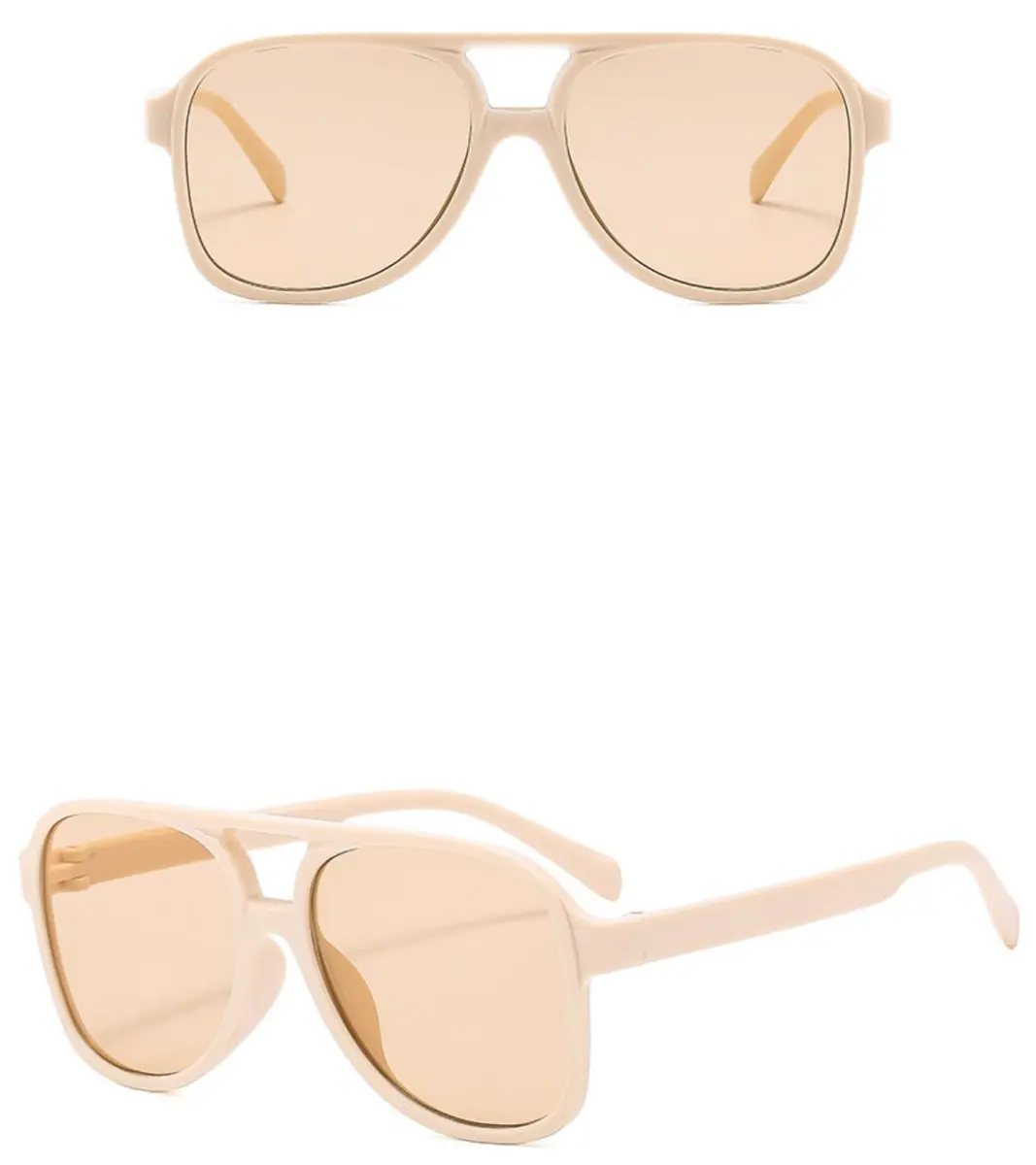 IKUVNA Vintage Aviator Sunglasses for Women Men 70s Glasses Oversized Yellow Lens Shades (Black) | Retro Style UV400 - view 3