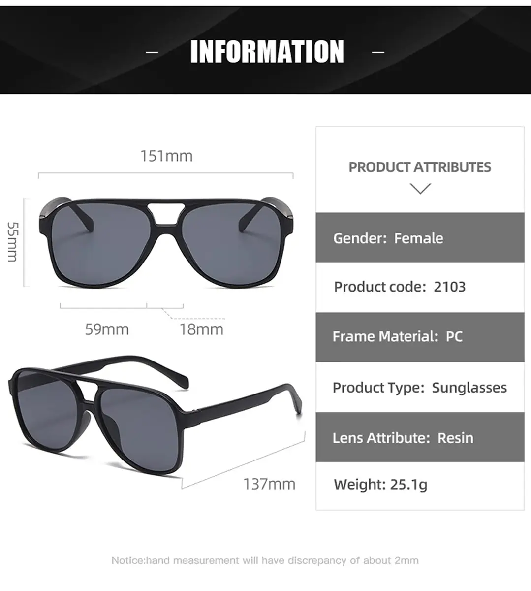 IKUVNA Vintage Aviator Sunglasses for Women Men 70s Glasses Retro Oversized Yellow Lens Shades (Black) - view 4