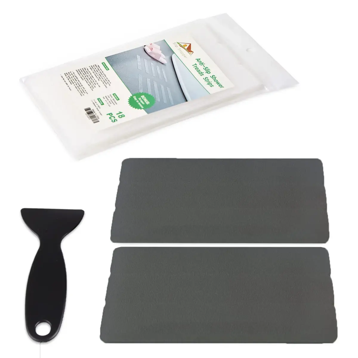 SlipStopper Non Slip Bathtub Strips 18 PCS | 20.3 x 4.1 cm (8 x 1.6 Inch) Grey - view 9