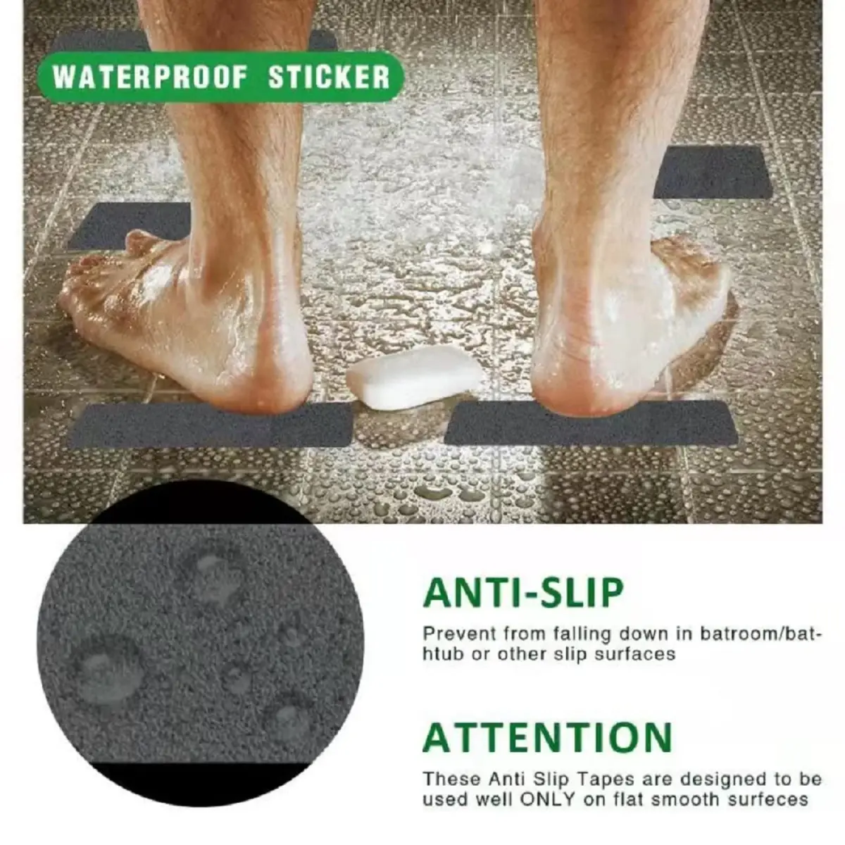 SlipStopper Non Slip Bathtub Strips 18 PCS | 20.3 x 4.1 cm (8 x 1.6 Inch) Grey - view 3