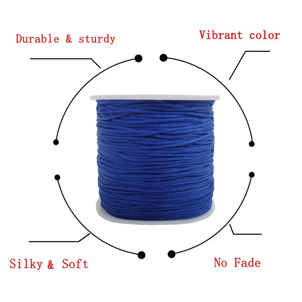 Xiezyu 1.0 mm Nylon Cord Beading Braided Thread String 124 m (136 Yards) Royal Blue | Chinese Knotting & Jewelry Making - view 4