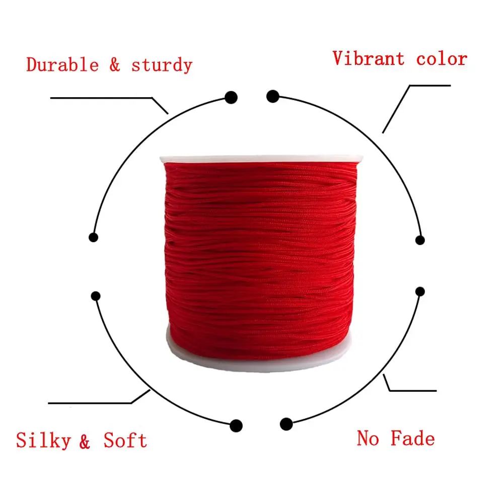 Xiezyu 1.0 mm Nylon Cord Beading Thread for Jewelry Making | 136 Yards, Red - view 4