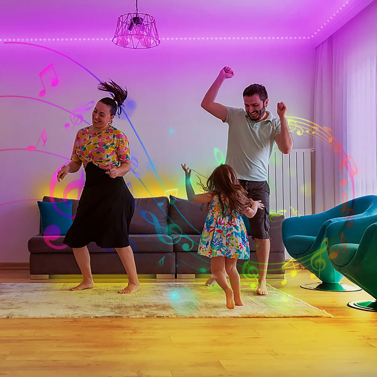 DAYBETTER 200 ft RGB LED Strip Lights | App Voice Control, Music Sync, Color Changing for Bedroom & Party - view 3