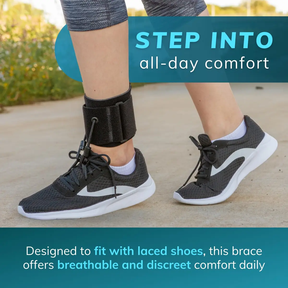 BraceAbility AFO Foot Drop Brace - Adjustable Soft Ankle Foot Orthosis for Men & Women, Walking with Shoes, Toe Lifter Support, Dorsiflexion Assist Fits Left or Right (L/XL) - view 5