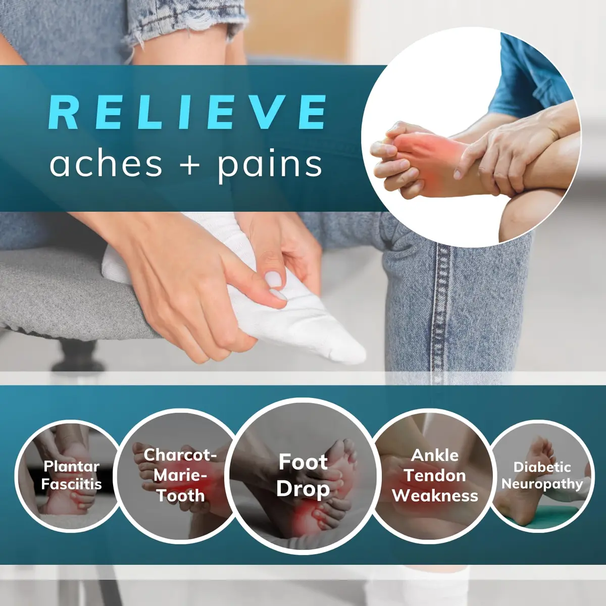 BraceAbility AFO Foot Drop Brace - Adjustable Soft Ankle Foot Orthosis for Men & Women, Walking with Shoes, Toe Lifter Support, Dorsiflexion Assist Fits Left or Right (L/XL) - view 3