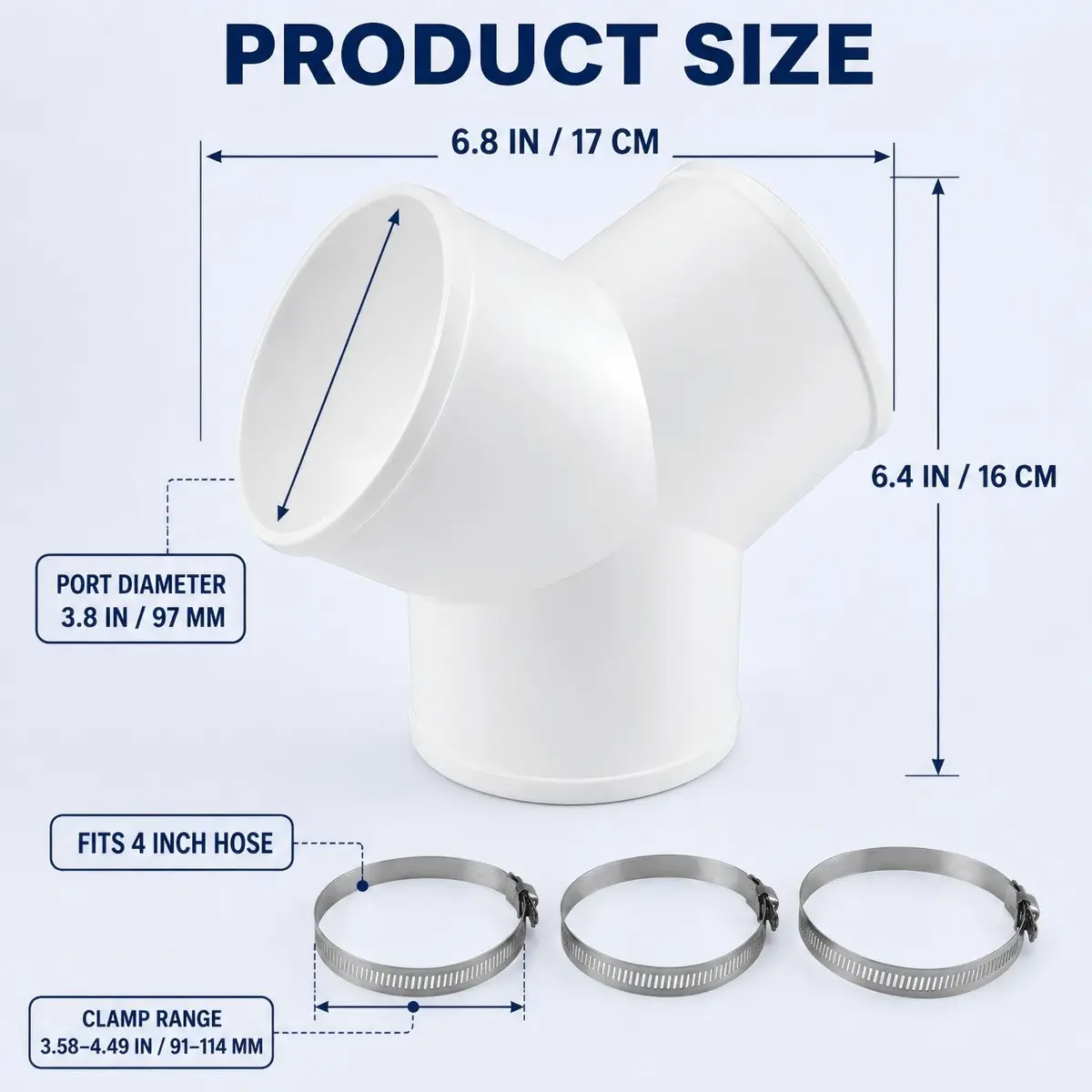 Enenes 4 Inch Y Duct Connector for Ventilation Systems | Seamless, Leak-Proof, Easy Install - view 2