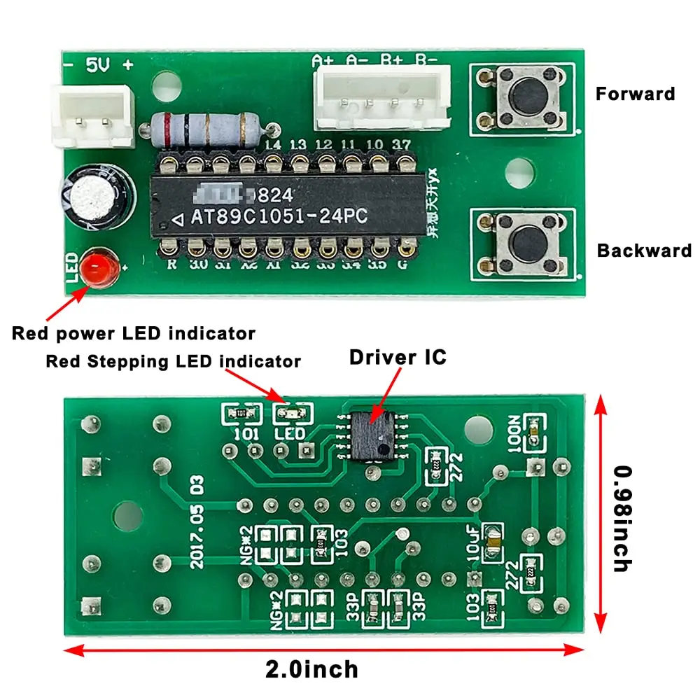 QINIZX DC 4V-6V 5V Micro Stepper Motor Driver Board | 2-Phase 4/6 Wire Control - view 3