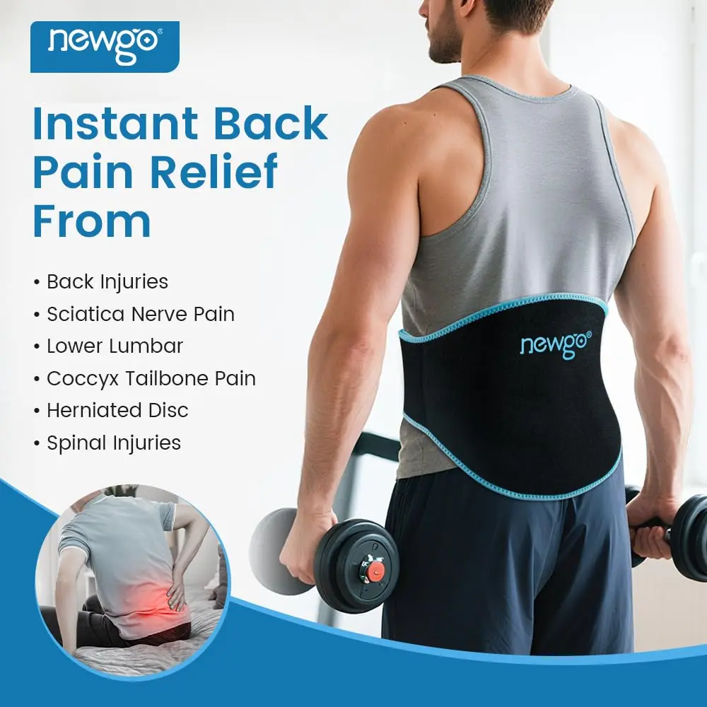 NEWGO Black 2 Pack Gel Ice Pack Wrap for Lower Back Pain Relief | Contours to Back Shape - view 3