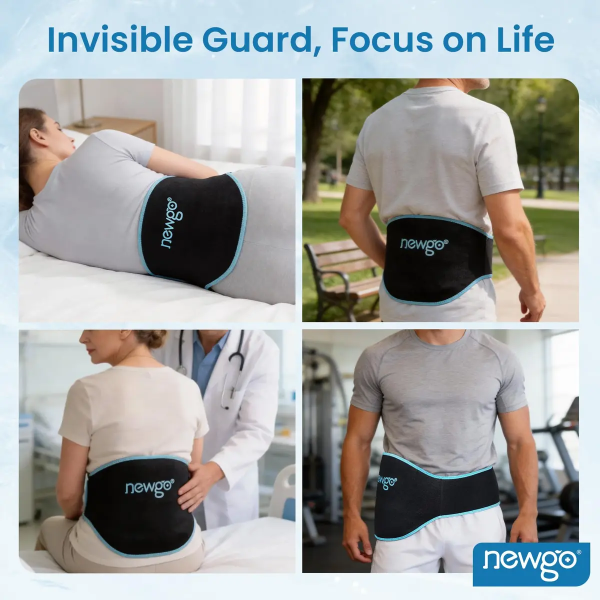 NEWGO Black 2 Pack Gel Ice Pack Wrap for Lower Back Pain Relief | Contours to Back Shape - view 4