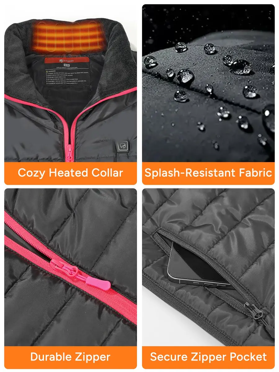 DR. PREPARE Women's Heated Vest X-Large | 6 Heating Zones, 3 Levels, Lightweight Polyester - view 8