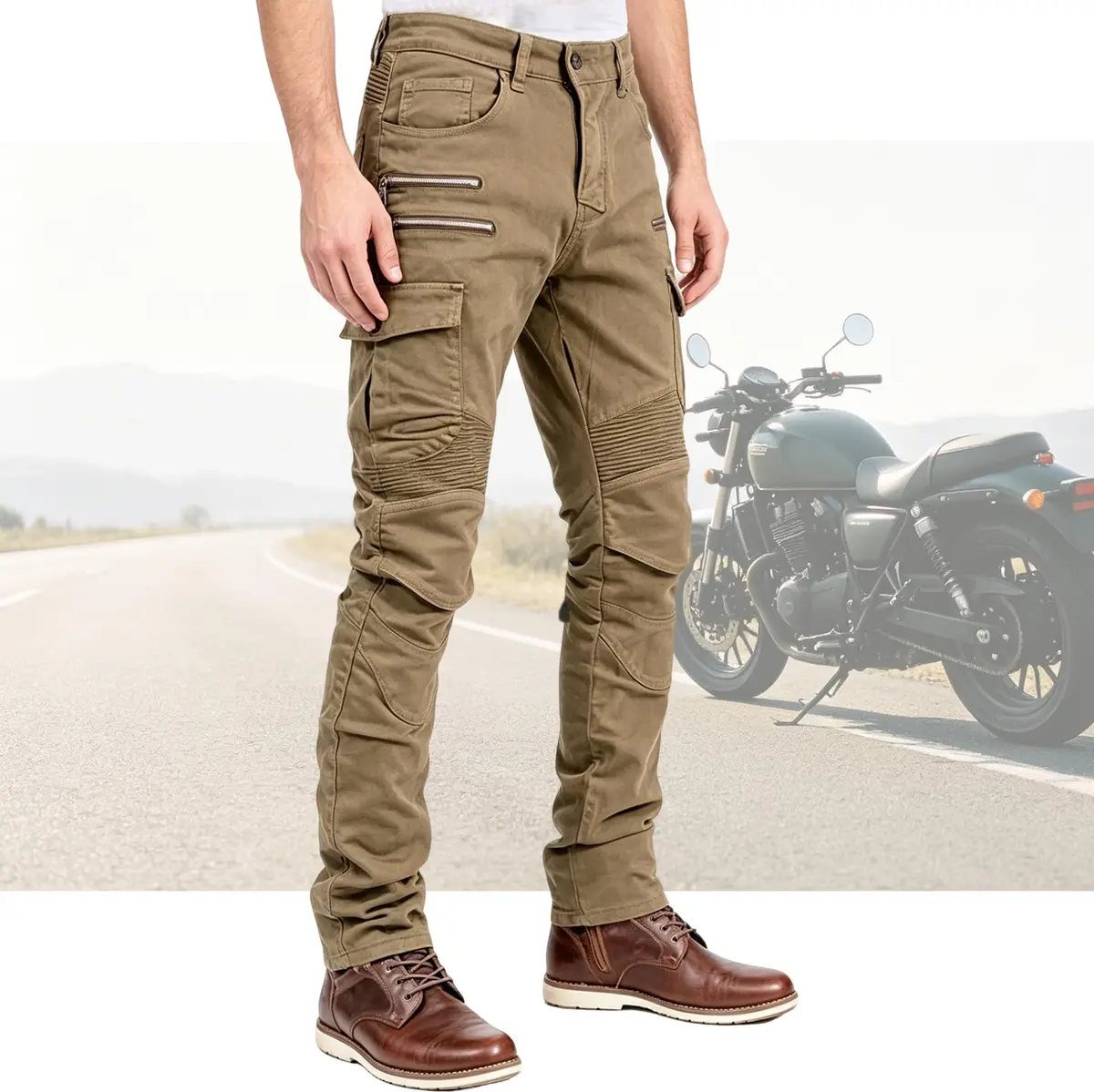 LOMENG Motorcycle Riding Pants Men with CE Armor Dual Sport Jeans | Breathable, Impact-Resistant, All Seasons - view 2